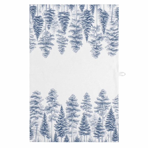 Navy Blue Pastoral Tree 1 Pack Kitchen Towel, Water Absorbent Dish Towel, Vintage Botanical Spring Decorative Hand Towels - Quick Drying Cloth for Cooking Baking, 18x28 Inch