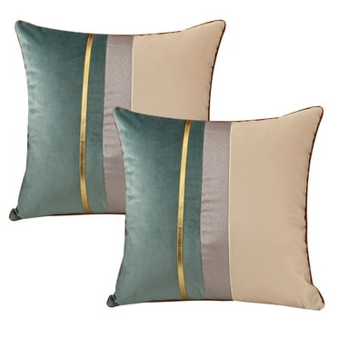 Navy Blue Patchwork Throw Pillow Cover with Gold Striped Cushion Case Modern Luxury PillowcaseAqua green