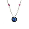 thumbnail image 1 of Navy Blue Paw on Black Disc Hot Pink Crystal Fiona Necklace, 1 of 1