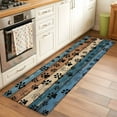 thumbnail image 1 of Navy Blue Paws 2x6 Kitchen Runner Rug, Farmhouse Vintage Modern Blue Brown Wood Non-Skid Rubber Backing Large Rectangle Rugs - Living Room Bedroom Home Office, Indoor Floor Mat Carpets Washable Rug, 1 of 9