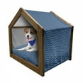 thumbnail image 1 of Navy Blue Pet House, Horizontal Zigzags Chevron Pattern in Conrtasting Colors Geometrical, Outdoor & Indoor Portable Dog Kennel with Pillow and Cover, 5 Sizes, Pale Blue Dark Blue, by Ambesonne, 1 of 5