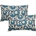 thumbnail image 1 of Navy Blue Pillow Covers 12x20 Set of 2 Spring Summer Floral Minimalist Geometry Art Flower Rectangle Decorative Lumbar Throw Pillow Cases Outdoor Farmhouse Decor for Sofa Couch Bed, 1 of 6