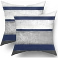 thumbnail image 1 of Navy Blue Pillow Covers 18x18 Set of 2 Light Grey Gray White Modern Abstract Art Striped Throw Pillows Farmhouse Outdoor Decorative Pillowcase Cotton Square Cushion Cover for Home Couch Bed, 1 of 6