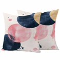 thumbnail image 1 of Navy Blue Pink Abstract Art Outdoor Waterproof Pillow Covers, Modern Luxury Geometric Decorative Square Throw Pillowcase Sofa Cushion Sham for Patio/Couch/Chair, 24"x24" 2 Pack, 1 of 8