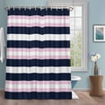 thumbnail image 1 of Navy Blue Pink Stripe Shower Curtains for Bathroom, Modern Abstract Washable Fabric Shower Curtain with Hooks Waterproof Bathroom Decor Sets, 72 x 72 Inches, 1 of 9