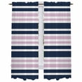 thumbnail image 1 of Navy Blue Pink Striped Kitchen Curtains, Gradient Horizontal Lines Light Filtering Window Curtain Panels, 2Pcs Rod Pocket Window Treatments Set for Living Room Bathroom Bedroom 52x72 Inches, 1 of 9