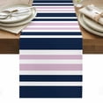 thumbnail image 1 of Navy Blue Pink Striped Table Runner - 70 Inch Long, Kitchen Dining Table Runner Dresser Scarves, Modern Minimalist Ombre Lines Farmhouse Decor for Coffee Tables Wedding Party Banquet, 1 of 8