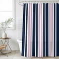 thumbnail image 1 of Navy Blue Pink Striped Waterproof Fabric Shower Curtain,Modern Minimalist Ombre Lines Waterproof Fabric Shower Curtain for Bathroom Curtains Bathtubs Hotel Shower Curtains with 12 Hooks Stall 54x78in, 1 of 8