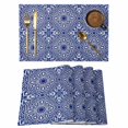 thumbnail image 1 of Navy Blue Placemats Set of 8 Traditional Tribal Abstract Geometric Art Place Mats Indoor Wipeable Table Mats Washable Cloth Dining Table Placemats for Kitchen Holiday Party Home Decor 13x19 Inch, 1 of 9