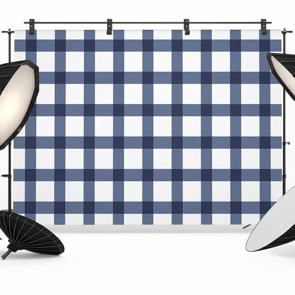 Navy Blue Plaid Check,Backdrop for Photoshoot,Photography Photo Studio Background Wall Backdrop,Geometrical Abstract Lattice Back Drop Banner Panel for Portraits Wedding Party Live Streaming 7x5Ft