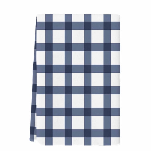 Navy Blue Plaid Check, Microfiber Kitchen Towel, Geometrical Abstract Lattice Soft Absorbent Dish Towels, Quick Drying Washable Dishcloths for Kitchen Cleaning, Drying Dishes, 18x28 Inches