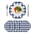 thumbnail image 1 of Navy Blue Plaid Check,Round Placemats Set of 4 for Dinning Tables,Heat-proof Braided Table Mats 13 Inch,Geometrical Abstract Lattice Washable Place Mat for Kitchen Restaurant Party Table Decor, 1 of 9