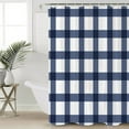 thumbnail image 1 of Navy Blue Plaid Check, Waterproof Fabric Shower Curtain, Geometrical Abstract Lattice Shower Curtain for Bathroom Curtains Bathtubs Hotel Washable Shower Curtains with 12 Hooks Stall 54x78in, 1 of 6