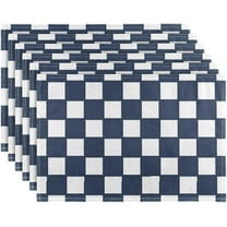 Navy Blue Plaid Placemats Set of 4,Farmhouse Buffalo Check Dining Table Mats,Non-Slip Washable Place Mats Kitchen Table Placemats for Indoor Outdoor Party Wedding Decoration,12x18 inch