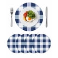 thumbnail image 1 of Navy Blue Plaid Round 13 Inch Placemats Set of 4, Spring Farmhouse Buffalo Checkered HeatResistant Non Slip Place Mats for Dining Table, Wipeable Braided Kitchen Table Mats for Housewarming, 1 of 9