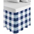 thumbnail image 1 of Navy Blue Plaid Wrap Around Bed Skirts for Queen Bed 18" Drop,Bed Skirt with Adjustable Elastic Belt Dust Ruffle Bed Valance for Bedroom Hotel Spring Farmhouse Buffalo Checkered Bed Frame Cover, 1 of 7