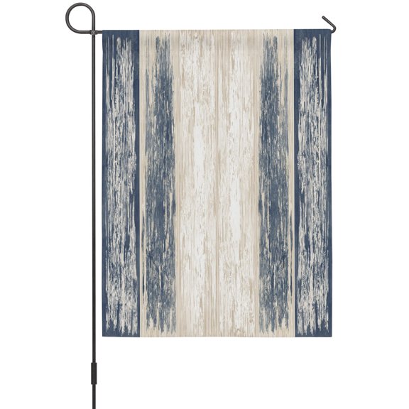 Navy Blue Planks House Flags For Outdoor, Industrial Vertical Wood Grain Small Double Side Yard Flags Weather Proof House Decor for Lawn Outside Holiday 28 x 40 Inches