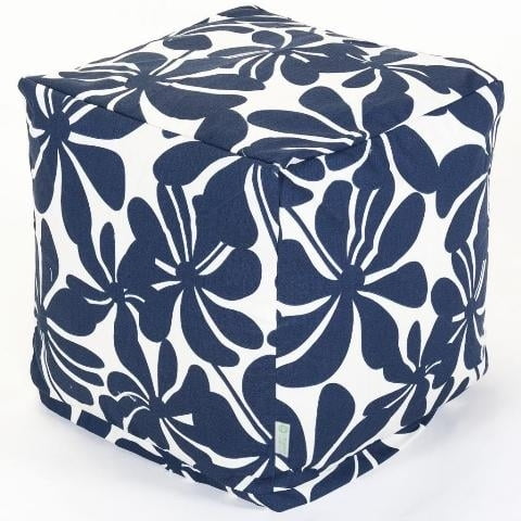 Majestic Home Goods Cube Pouf Plantation Navy