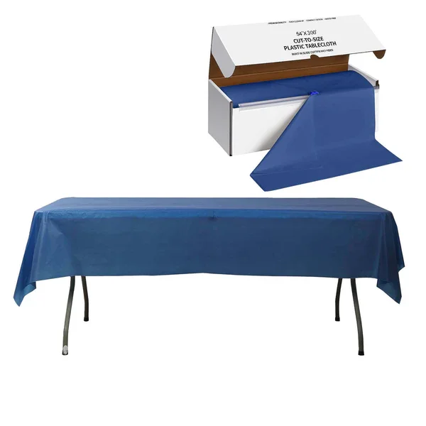 Navy Blue Plastic Tablecloth Roll in A CuttoSize Box with Slide
