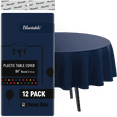 thumbnail image 1 of Round Plastic Tablecloth Navy Blue Disposable (12 Pack) Bulk - Heavy Duty Table Cloth (84” Inches) Round Tables Tablecloths, 1 of 6