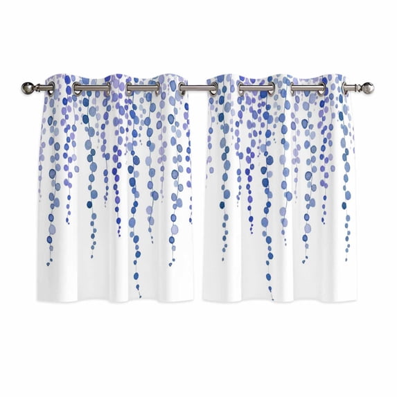 Navy Blue Polka Dots Kitchen Curtains Window Panels, Vintage Abstract Art Watercolor Insulated Window Treatment Curtain, Grommet Curtains for Bedroom/Living Room/Bathroom, 2 Piece 42"Wx45"L