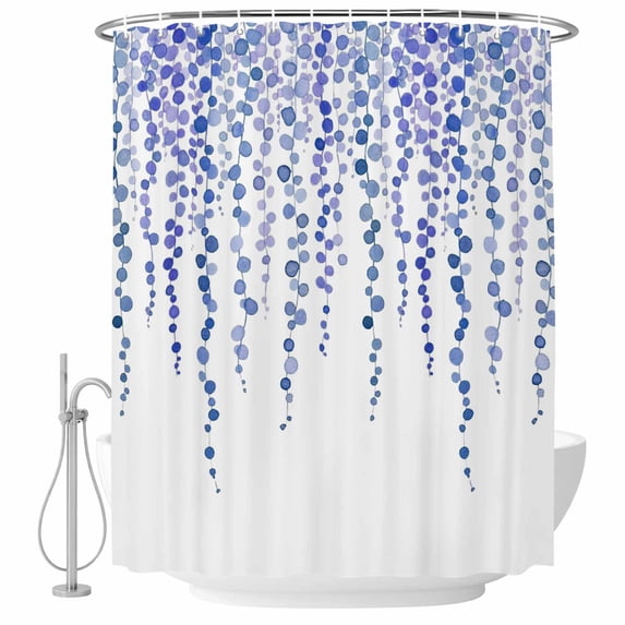 Navy Blue Polka Dots Shower Curtain, Waterproof Shower Curtains for Bathroom, Vintage Abstract Art Watercolor Washable Fabric Bathtub Curtain Set Bath Decor with 12 Hooks 72"x78"