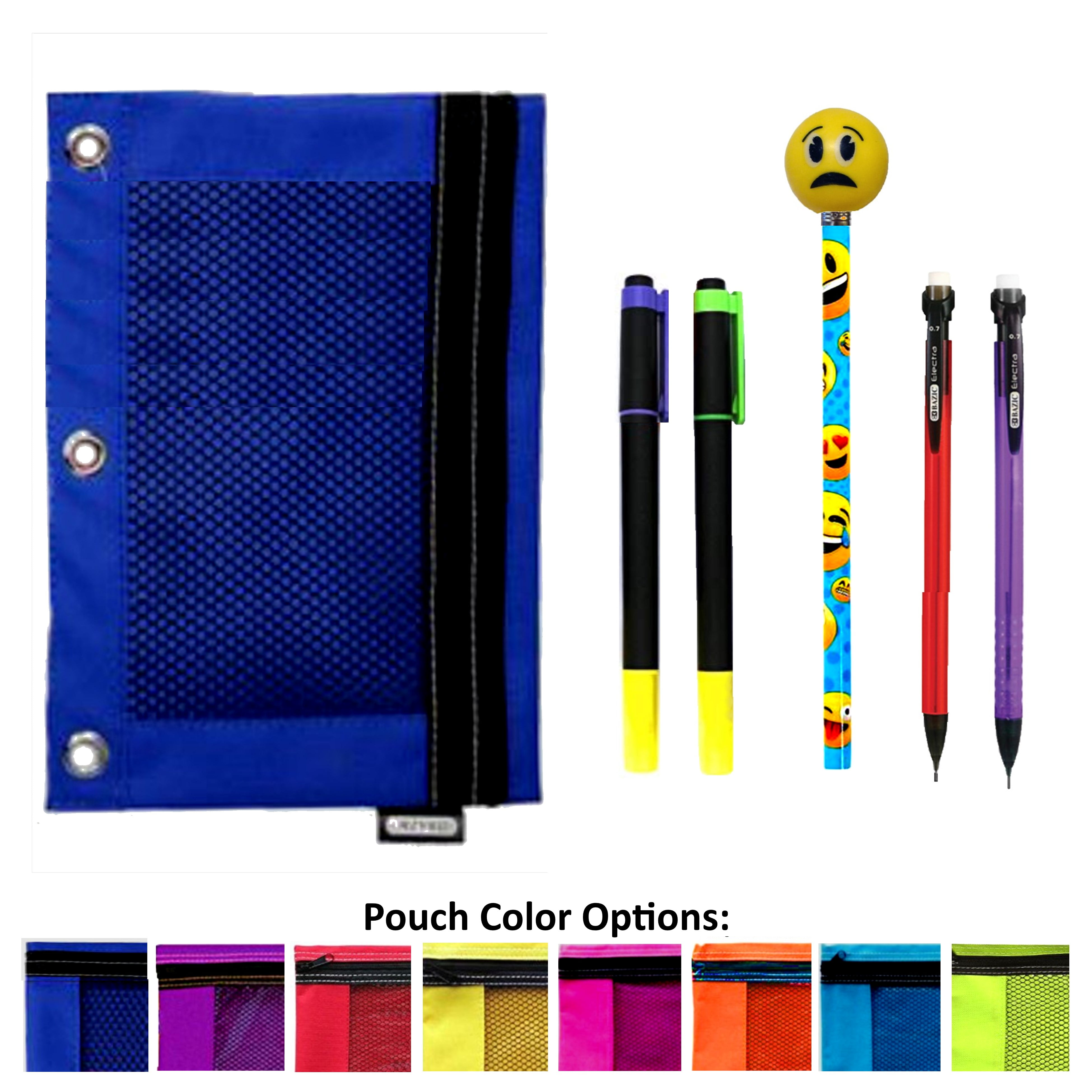 Yoobi Fuzzy Deep Periwinkle Binder Double Zip Pencil Case