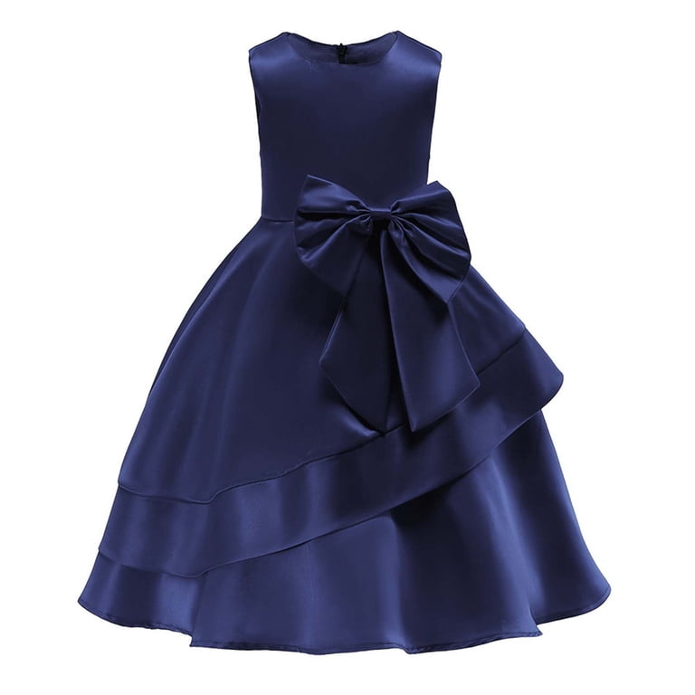 Navy Blue Princess Dress for Girls, Layered Mid-Length Gown for Casual &  Formal Events, Ideal for Toddler Wear - Walmart.com