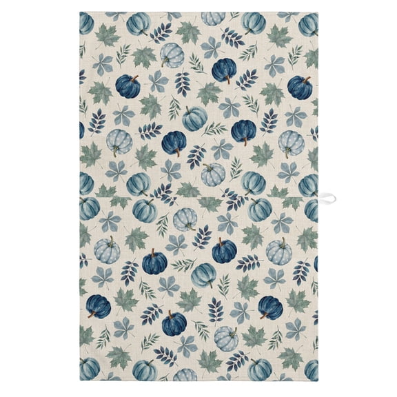 Navy Blue Pumpinks Kitchen Towels Dish Towel Pack of 1 Rustic Green Pumpink Maple Leaf Linen Texture Soft Dish Cloth Set Absorbent Dishcloth for Drying Dishes, Hand Towels 18 x 28 Inches