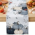 thumbnail image 1 of Navy Blue Pumpkin Fall Cotton Linen Rectangle Table Runners 13"x36", Thanksgiving Ombre Maple Leaf Harvest Coffee Table Runner Dresser Scarves Table Runners for Wedding Party Banquet Dinner Decor, 1 of 8
