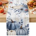 thumbnail image 1 of Navy Blue Pumpkin Fall Cotton Linen Rectangle Table Runners 13"x72", Thanksgiving Weeping Botanical Wooden Coffee Table Runner Dresser Scarves Table Runners for Wedding Party Banquet Dinner Decor, 1 of 8