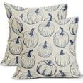 thumbnail image 1 of Navy Blue Pumpkin Fall Pillow Covers 20x20 Set of 2 Autumn Themed Thanksgiving Harvest Print Decorative Throw Pillows Outdoor Farmhouse Pillowcases Cushion Case Seasonal Decor for Couch Sofa Bed, 1 of 6
