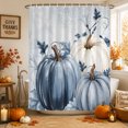 thumbnail image 1 of Navy Blue Pumpkin Fall Shower Curtains for Bathroom, Thanksgiving Botanical Pastoral Waterproof Fabric Shower Curtain, Decorative Bathroom Curtain for Bathtub, 36"x72", No Hooks Included, 1 of 9