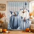 thumbnail image 1 of Navy Blue Pumpkin Fall Shower Curtains for Bathroom, Thanksgiving Botanical Wooden Leaves Waterproof Fabric Shower Curtain, Decorative Bathroom Curtain for Bathtub, 36"x72", No Hooks Included, 1 of 9