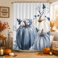 thumbnail image 1 of Navy Blue Pumpkin Fall Shower Curtains for Bathroom, Thanksgiving Leaves Pastoral Waterproof Fabric Shower Curtain, Decorative Bathroom Curtain for Bathtub, 72"x72", No Hooks Included, 1 of 9
