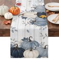 thumbnail image 1 of Navy Blue Pumpkin Fall Table Runner - 36 Inch Long Thanksgiving Harvest Botanical Vintage Cotton and Linen Blended Dress Scarves Farmhouse Table Runner for Kitchen Dining, Coffee Table, 13" x 36", 1 of 8