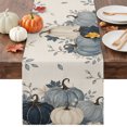 thumbnail image 1 of Navy Blue Pumpkin Fall Table Runner - 60 Inch Long Rustic Autumn Harvest Thanksgiving Cotton and Linen Blended Dress Scarves Farmhouse Table Runner for Kitchen Dining, Coffee Table, 13" x 60", 1 of 8