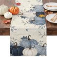 thumbnail image 1 of Navy Blue Pumpkin Fall Table Runner - 90 Inch Long Thanksgiving Botanical Maple Leaf Cotton and Linen Blended Dress Scarves Farmhouse Table Runner for Kitchen Dining, Coffee Table, 13" x 90", 1 of 8