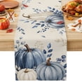 thumbnail image 1 of Navy Blue Pumpkins Fall Cotton Linen Rectangle Table Runners 13"x72", Thanksgiving Weeping Botanical Rustic Coffee Table Runner Dresser Scarves Table Runners for Wedding Party Banquet Dinner Decor, 1 of 8