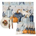 thumbnail image 1 of Navy Blue Pumpkins Fall Placemats Set of 4, Botanical Thanksgiving Blue Grey Wood Washable Wipeable Table Mats for Dining Tables, Indoor Outdoor Kitchen Place Mats for Holiday Party Table Decor, 1 of 9