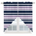 thumbnail image 1 of Navy Blue Purple Striped Kitchen Window Curtains, Swag Curtains Valance for Bedroom Living Room Bathroom, Gradient Horizontal Lines Rod Pocket Window Treatment Curtain Block Drapes 2 Panels 28"x36", 1 of 9
