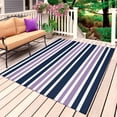 thumbnail image 1 of Navy Blue Purple Striped Outdoor Rug 4x6 Ft, Non Slip Washable Area Rug, Gradient Horizontal Lines Patio Rugs Carpet Runner, Large Floor Mat for Indoor/Outdoor Deck Porch Camping, 1 of 8