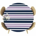 thumbnail image 1 of Navy Blue Purple Striped Round Tablecloth, Fitted Table Cover with Elastic for 55"-60" Round Tables, Gradient Horizontal Lines Table Cloth Outdoor Indoor Dinning Party Waterproof Tablecloths, 1 of 7