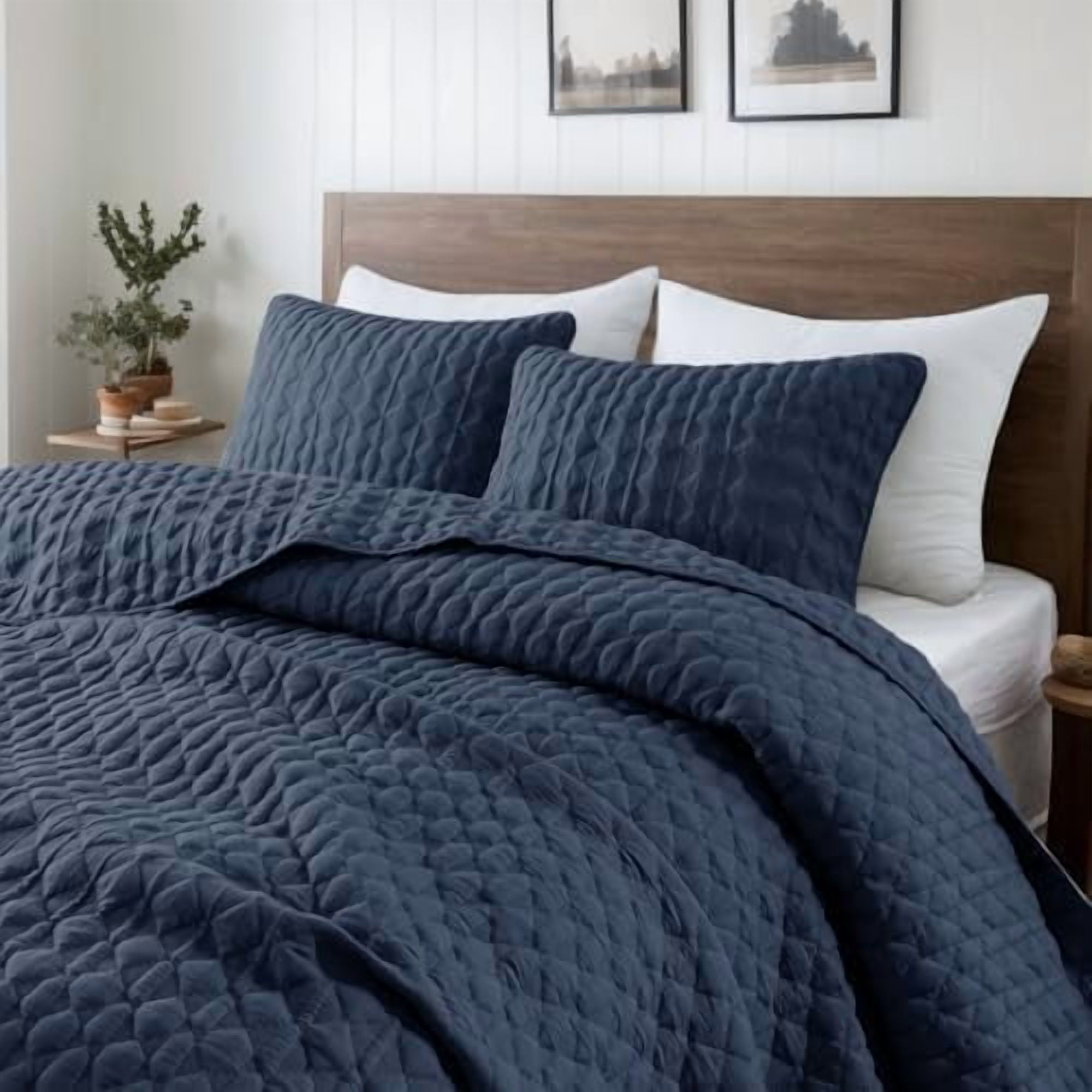 Navy Blue Quilt Kingnull