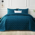 Navy Blue Quilt Set Queen Size (90"x96"), Lightweight Summer Quilt Full