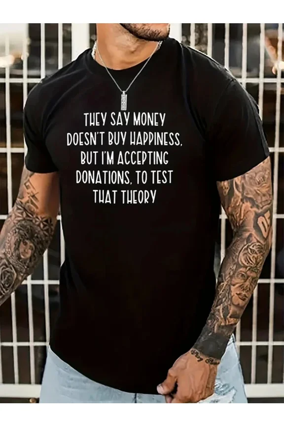 Navy Blue Quote T-Shirt 100% Polyester, Machine Washable