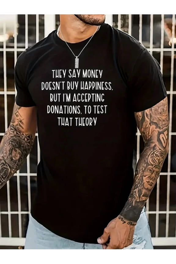 Navy Blue Quote T-Shirt 100% Polyester, Machine Washable