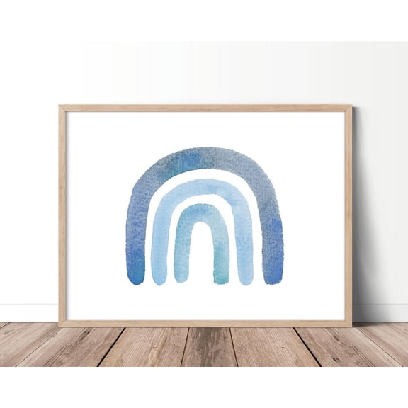 Navy Blue Rainbow Wall Art, Baby Boy Nursery Decor, Rainbow Baby Gift, Blue Nursery Decor, Rainbow Art Home Decor #3778, Unframed Poster Size 8x12
