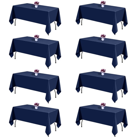 Navy Blue Rectangle Tablecloth 60 x 102 Inch 8 Pack