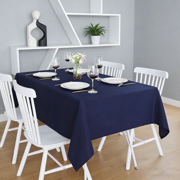 Navy Blue Rectangle Tablecloth Heavy Duty Wrinkle Free Polyester, Waterproof, Washable, Spillproof and Oilproof Table Cover for Party, Banquet, Indoor & Outdoor